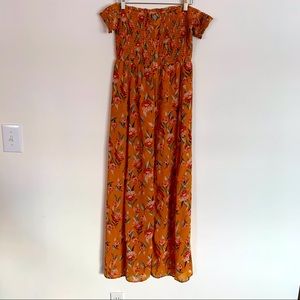 Gold Floral Off-shoulder Romper/Dress